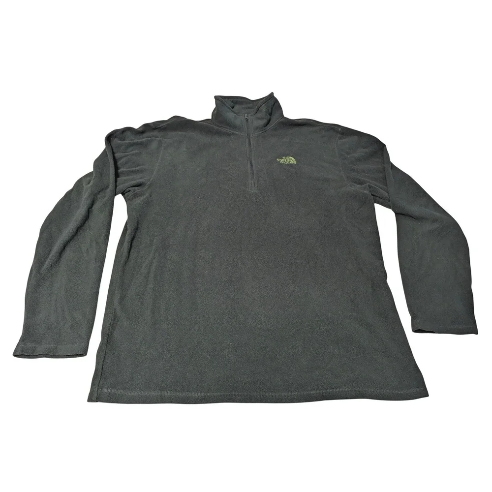 The North Face Mens Forest Green Polartec Quarter Zip Fleece Pullover Large